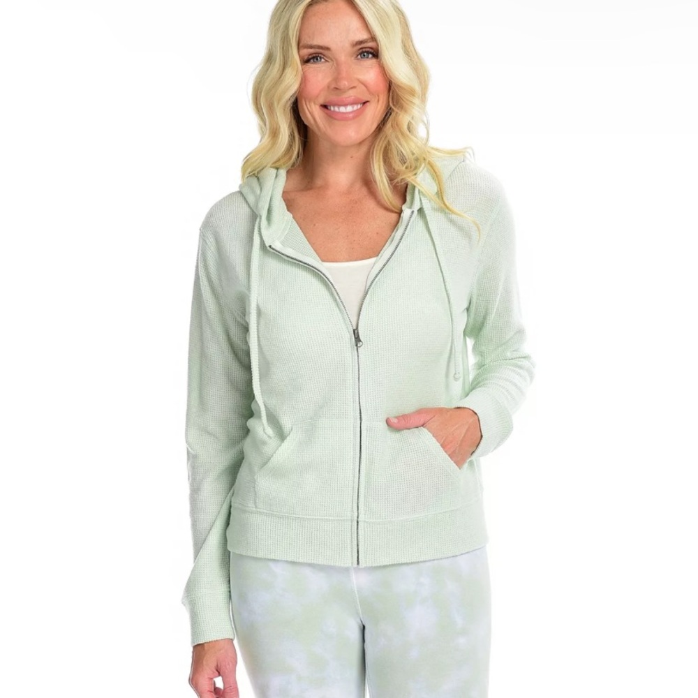 Women’s Theo & Spence‎ Mint Waffle Knit Zip-Up Hoodie